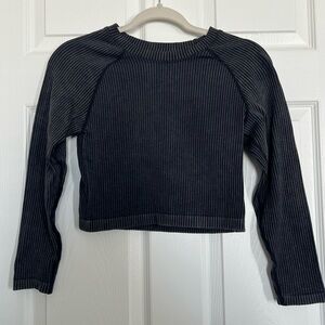Aura Charcoal Ribbed Crop Top
